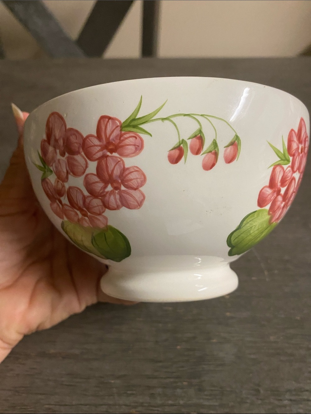 Hand-Painted Floral Ceramic Bowl